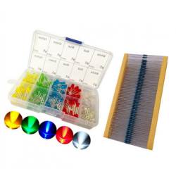 300pcs LED Light White Yellow Red Green Blue Kit + 300pcs 200ohm resistors
