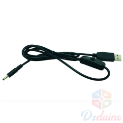 Black USB to DC 5521 cable 120cm with button