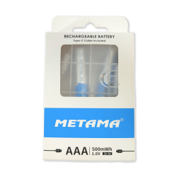 Portable Type C USB Ni-Zn Rechargeable AAA Battery 1.5V 800mWh